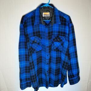 Ozark Trail XL Shirt Men's Blue Plaid Flannel Long Sleeve Korea Vtg Skater Look